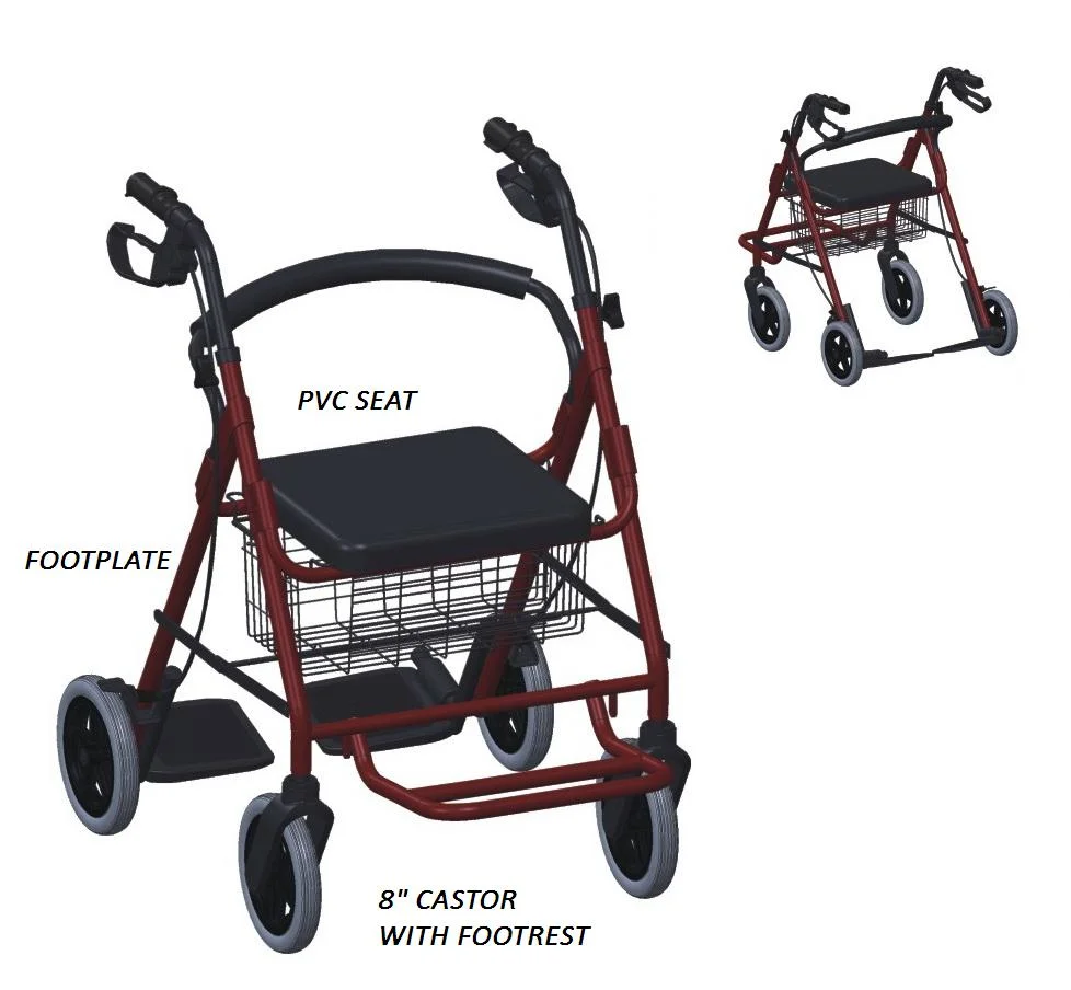 Lightweight Folding Aluminum Mobility Elderly Disability Walking Aid with Basket and Footrest