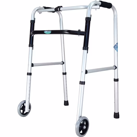 Adjustable Height Aluminum Walker Rollator Folding Walker Adult Light Weight Walking Aid with Wheels